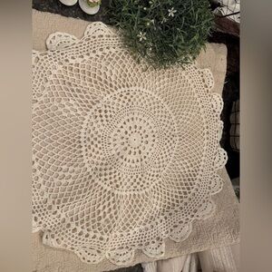 Large vintage round Elegant Cream Crochet Doily